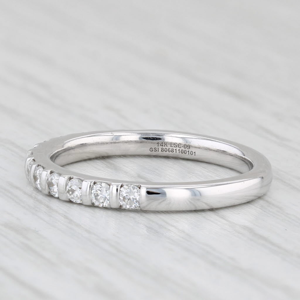 Light Gray The Leo 0.50ctw Diamond Wedding Band 14k White Gold Stackable Anniversary Ring