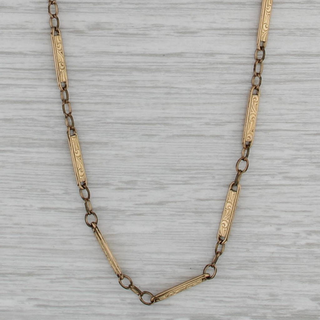 Antique Bar Link Necklace 1/20 12k Gold Filled 25" 2.8mm