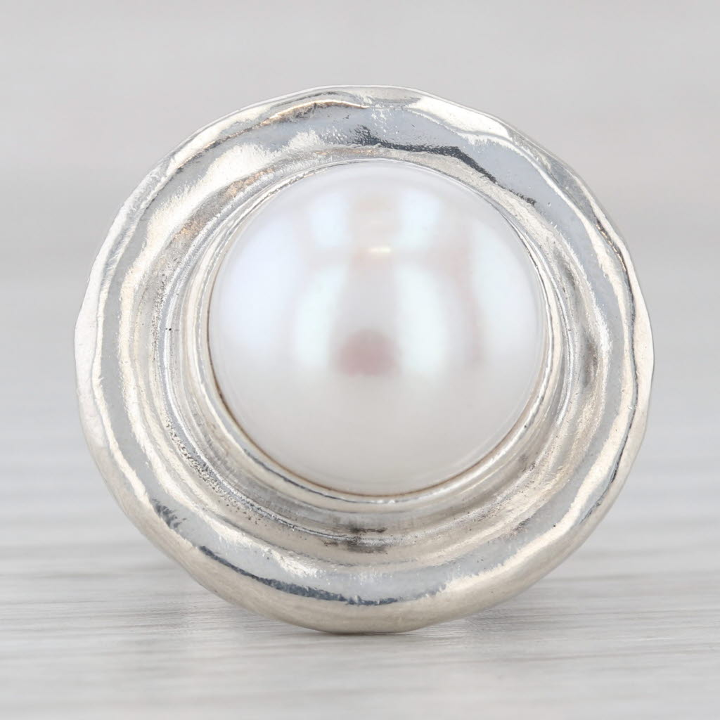Light Gray Silpada 13.7mm Cultured Pearl Ring Pure Romance R3366 Sterling Silver Size 6