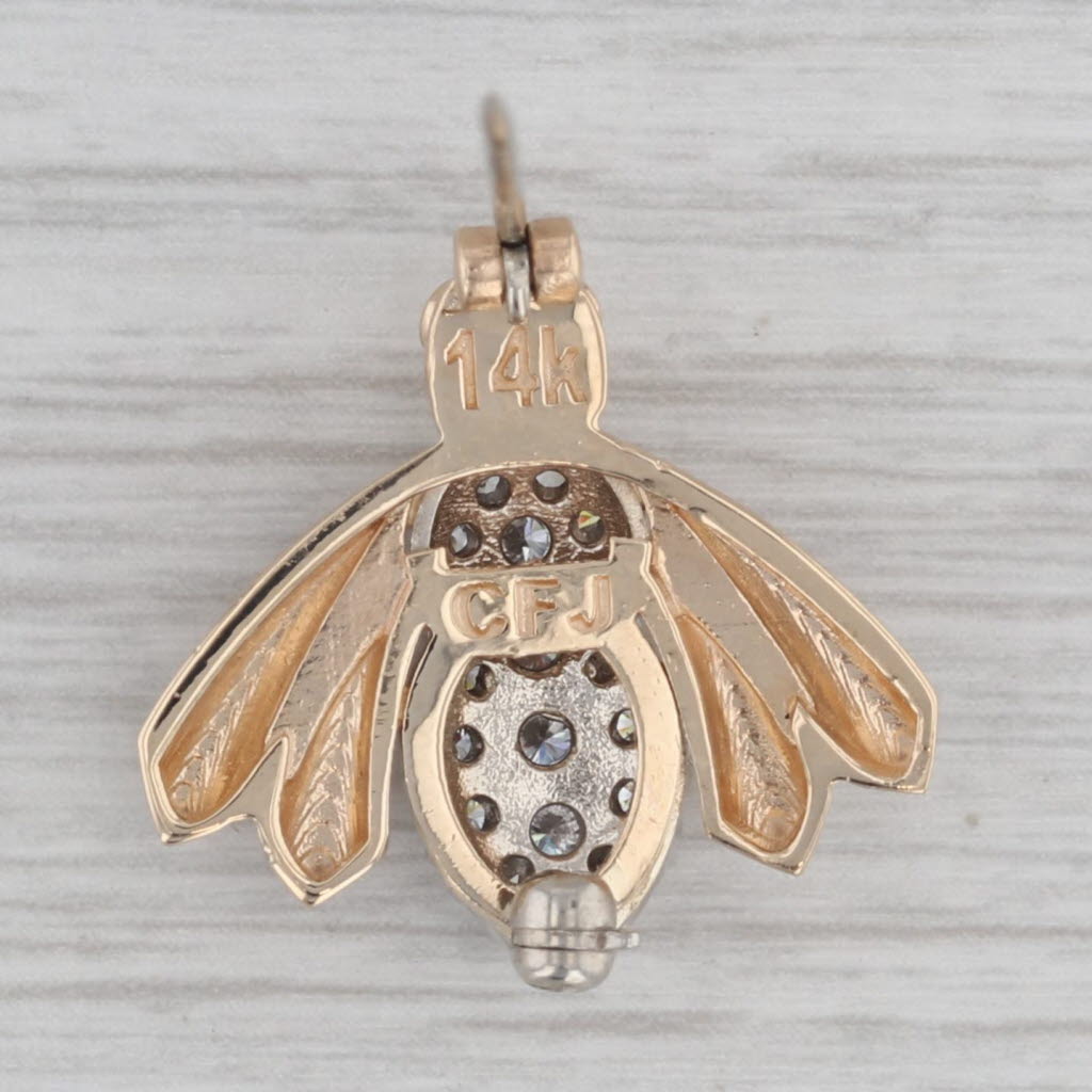 Gray 0.49ctw VS2 Diamond Bee Brooch 14k Yellow White Gold Pin