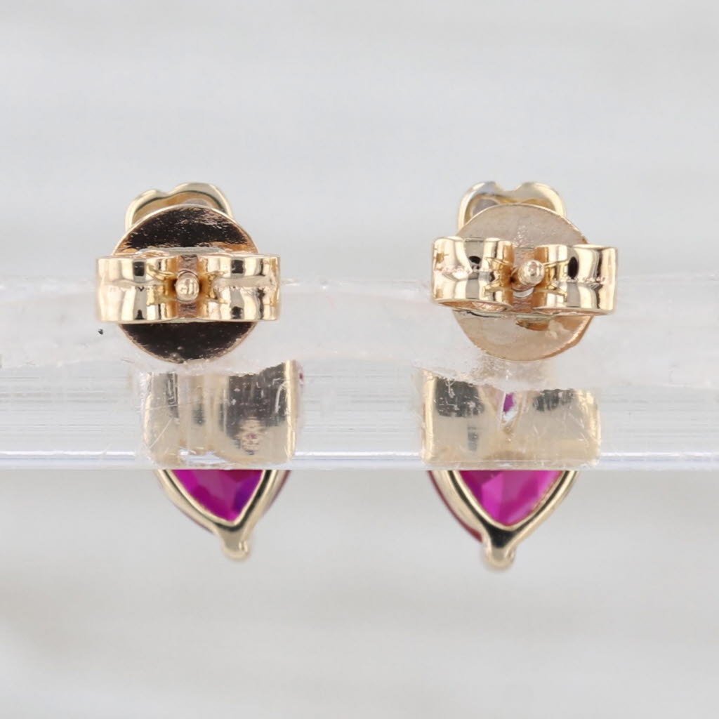Lab Created Ruby Heart Stud Earrings 10k Yellow Gold Studs