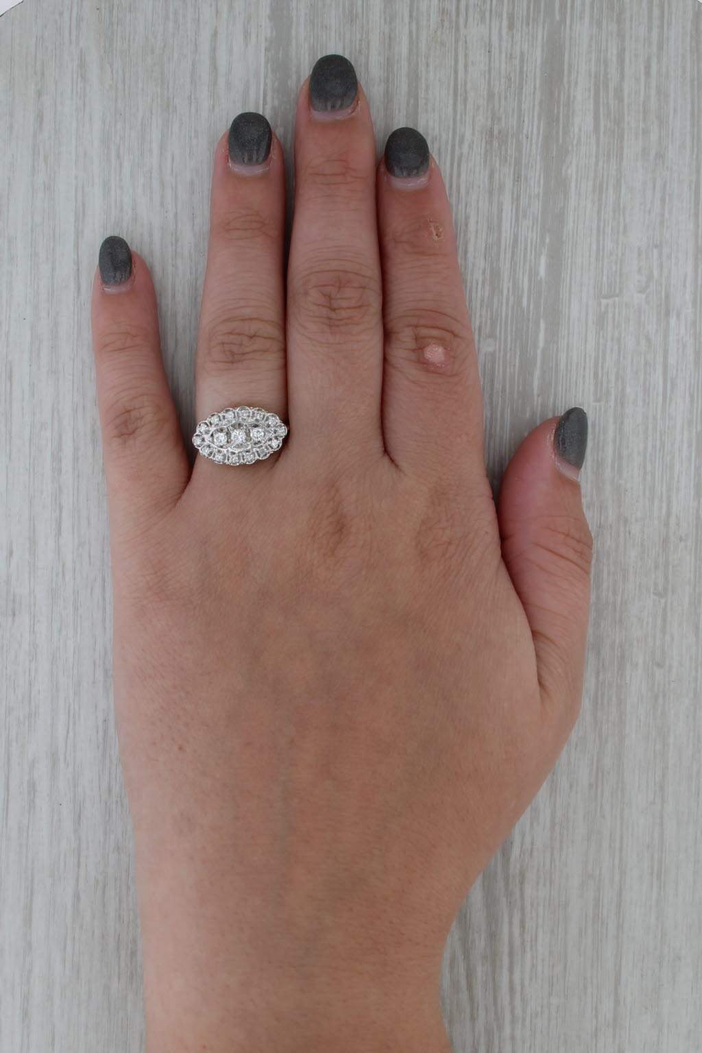 Vintage 0.39ctw Diamond 3-Stone Halo Princess Ring 14k White Yellow Gold Size 7