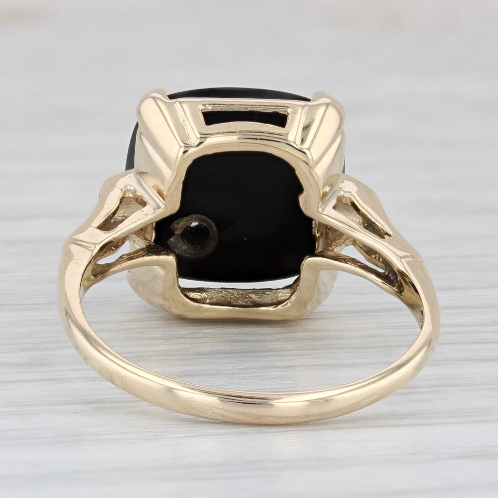 Light Gray Vintage Onyx Diamond Ring 10k Yellow Gold Size 8