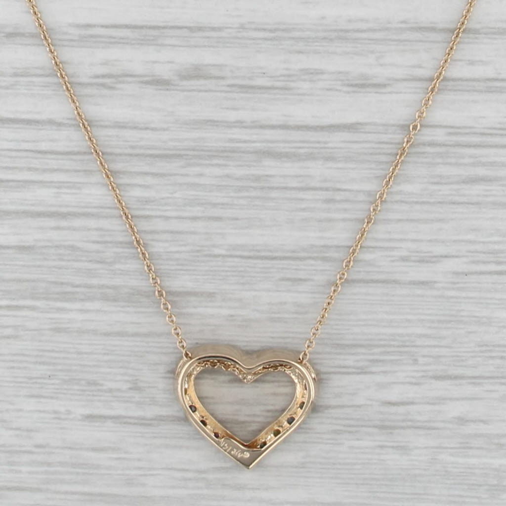 0.75ctw Multicolor Sapphire Heart Pendant Necklace 14k Gold 17" Cable Chain