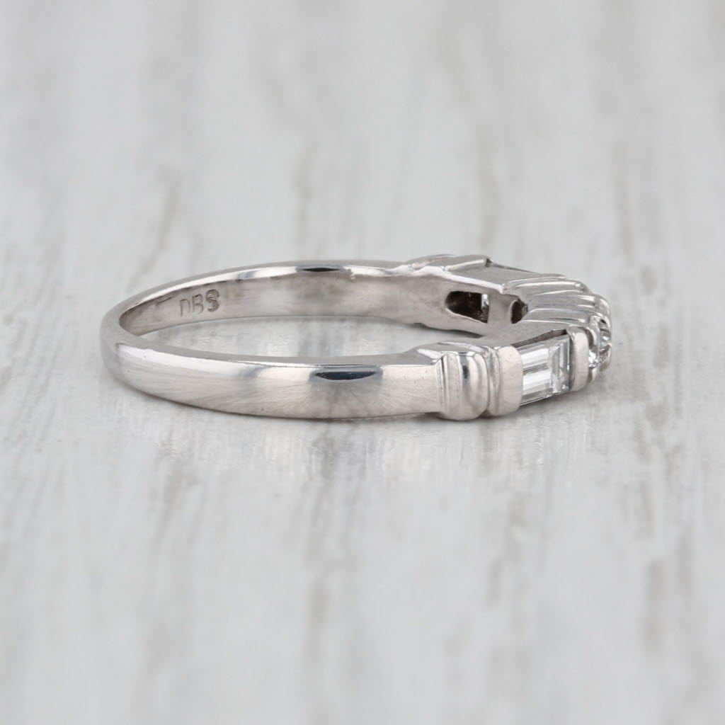 0.40ctw Diamond Wedding Band 18k White Gold Size 5 Stakable Anniversary Ring