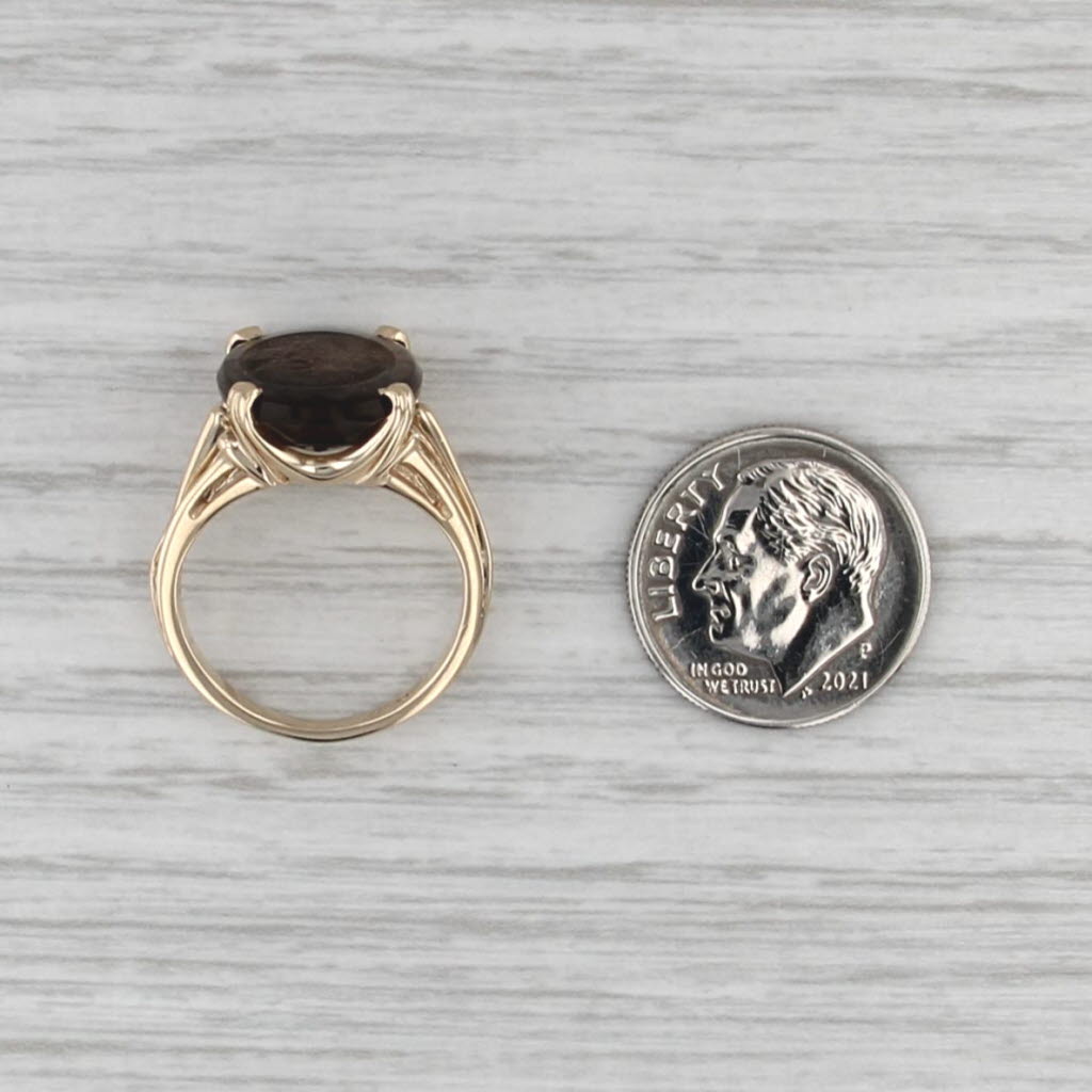 5.20ct Smoky Quartz Oval Solitaire Ring 10k Yellow Gold Size 5.25