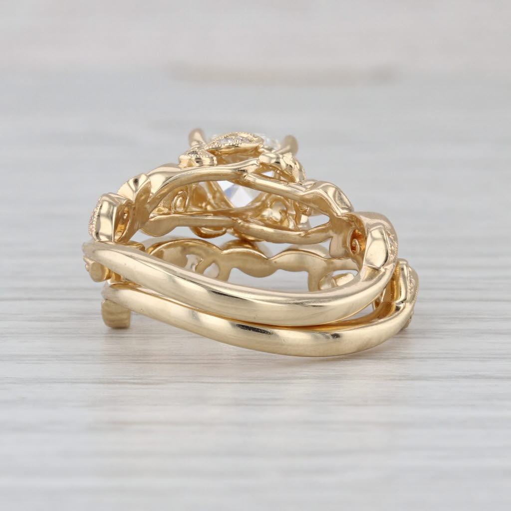 GIA 1.17ctw Diamond Heart Engagement Ring Wedding Band Bridal Set 14k Gold