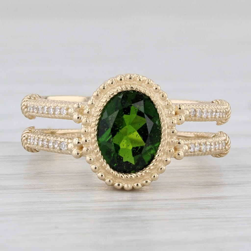 Light Gray Judith Ripka 1.25ctw Green Chrome Diopsode Diamond Ring 14k Yellow Gold Size 5