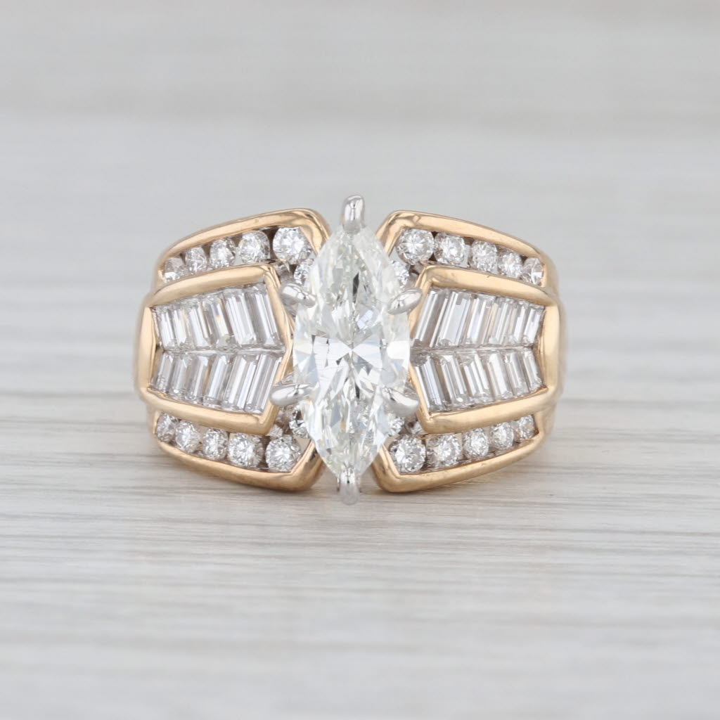 GIA 2.51ctw Marquise Engagement Ring Bridal 14k Yellow Gold Size 5-5.25