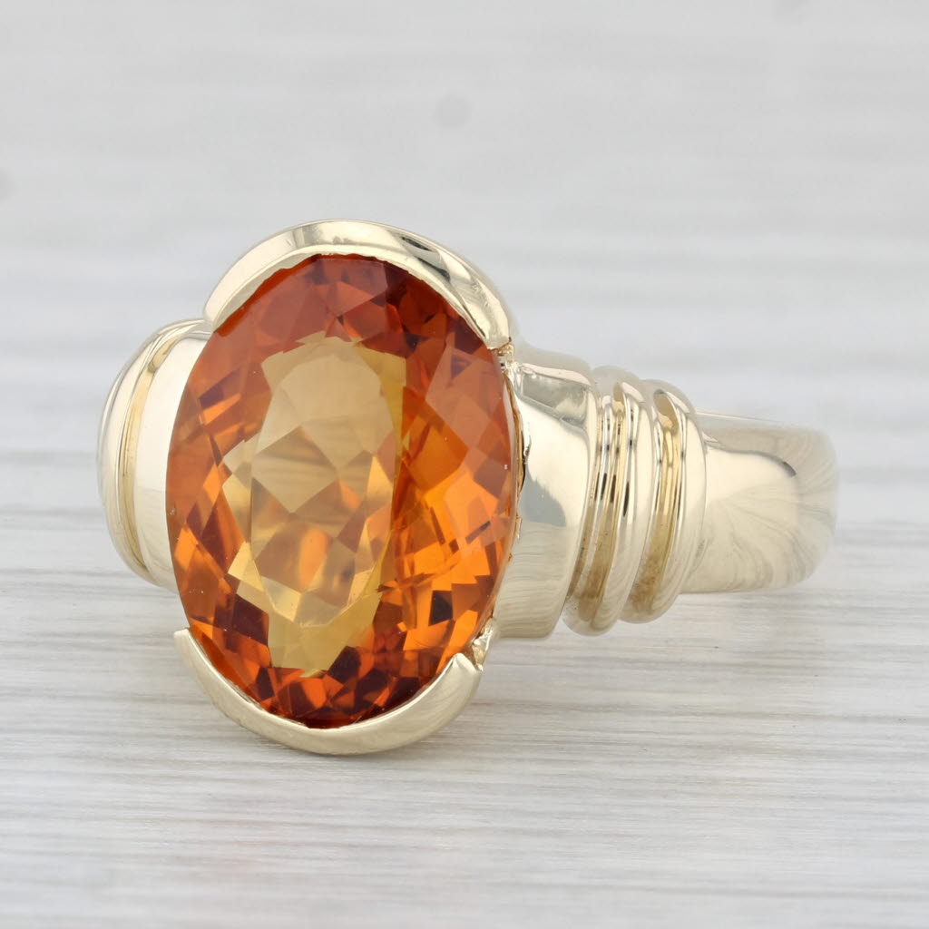 Light Gray 5.75ct Orange Citrine Oval Solitaire Ring 14k Yellow Gold Size 6.5