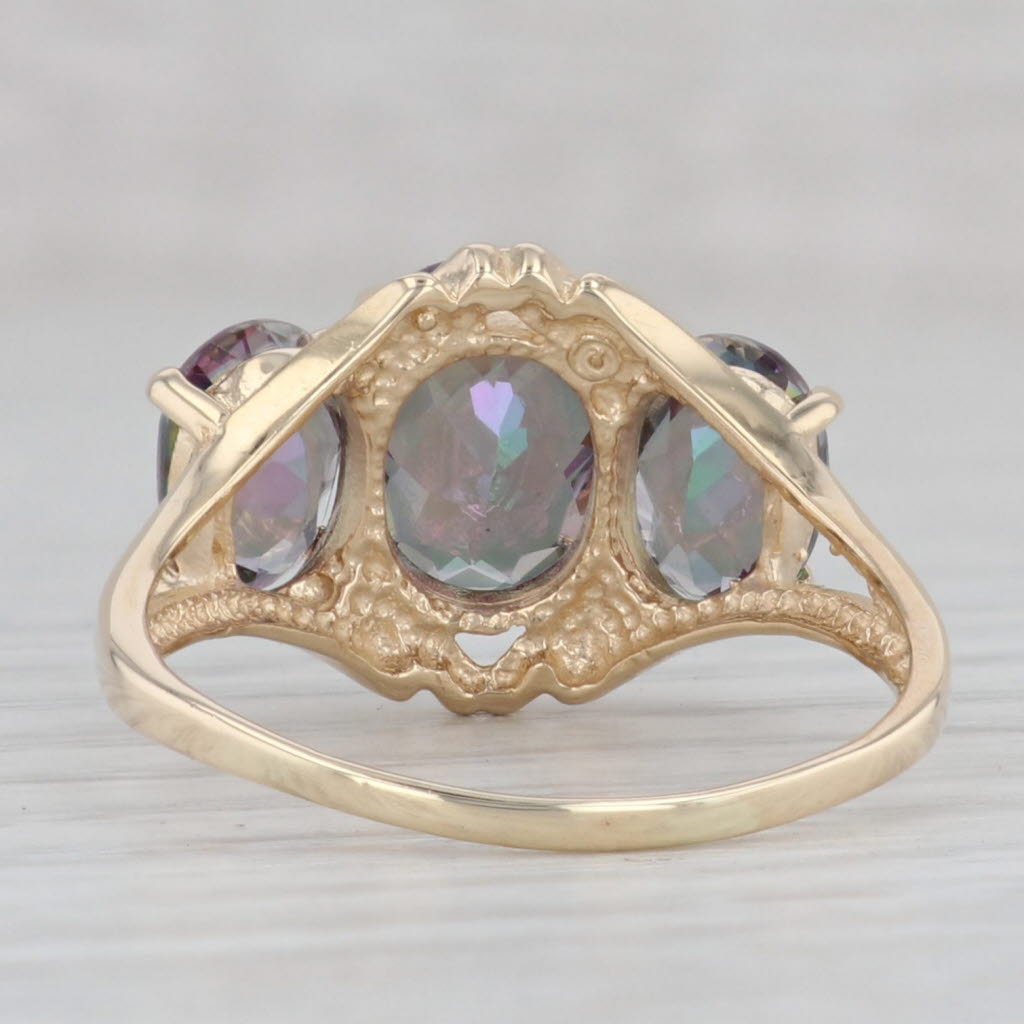 Gray 6.80ctw Mystic Topaz Ring 10k Yellow Gold Size 10.75 Oval 3-Stone