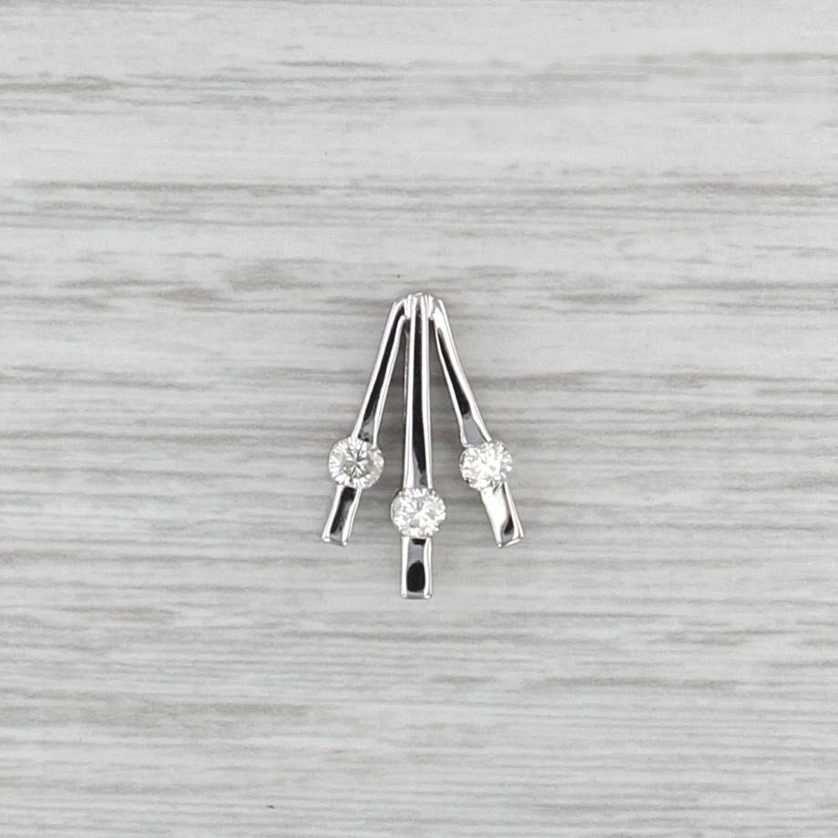 0.31ctw Diamond 3-Stone Bar Fan Pendant 14k White Gold