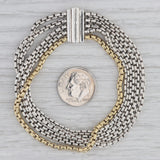David Yurman Multistrand Box Chain Bracelet Sterling Silver 18k Gold Pouch Cloth
