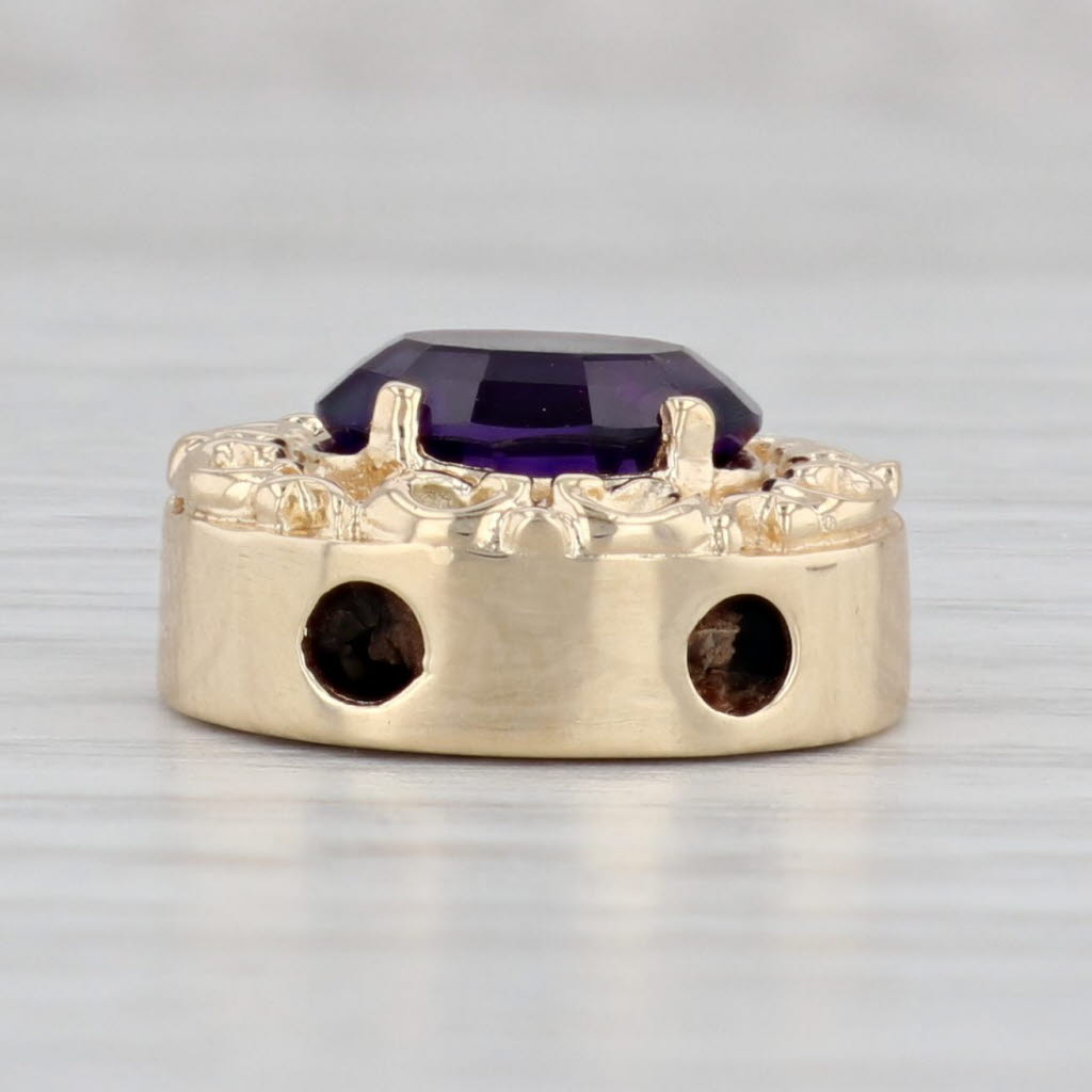 Gray 2.40ct Oval Amethyst Slide Charm 14k Yellow Gold Vintage