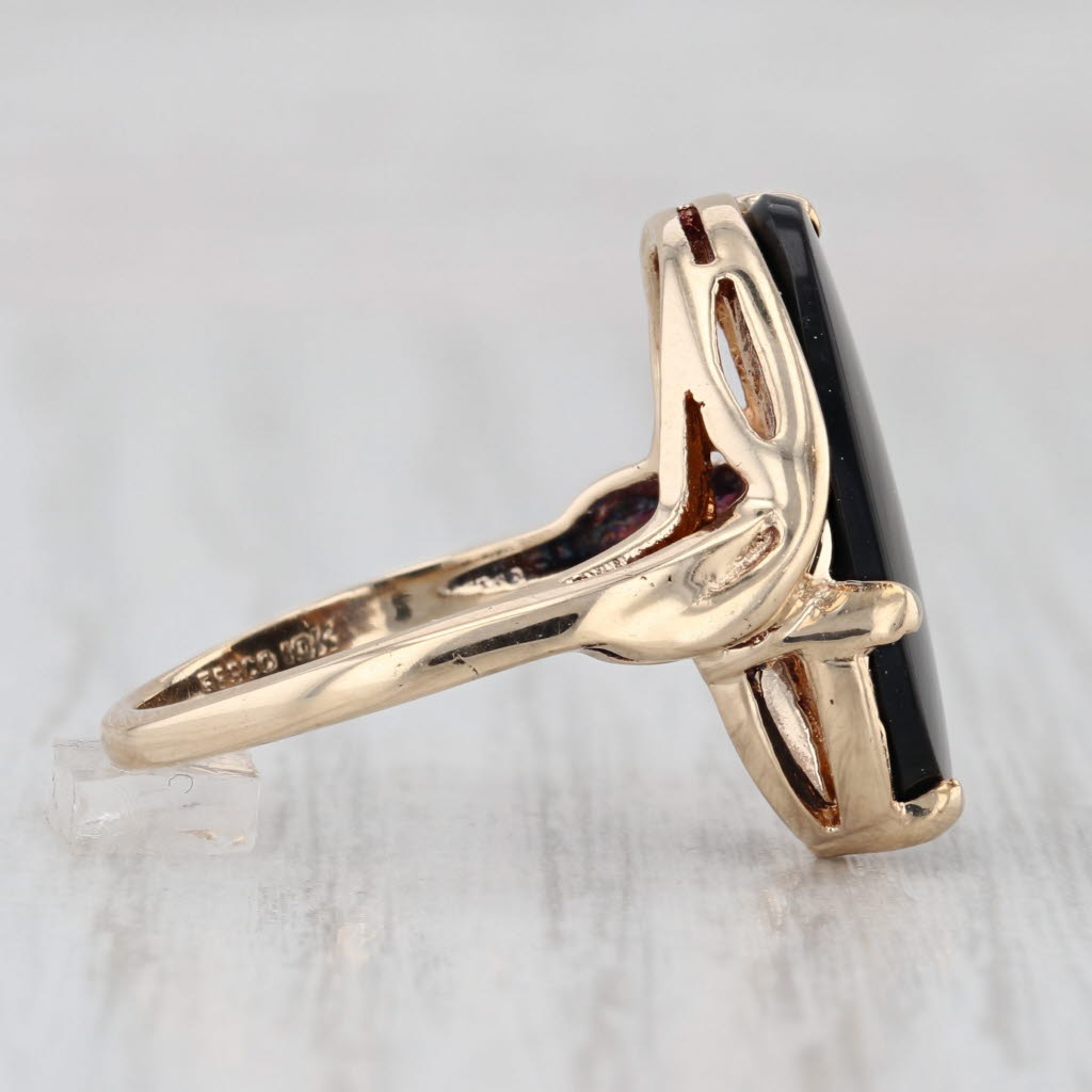 Onyx Oval Solitaire Ring 10k Yellow Gold Size 7 Bypass