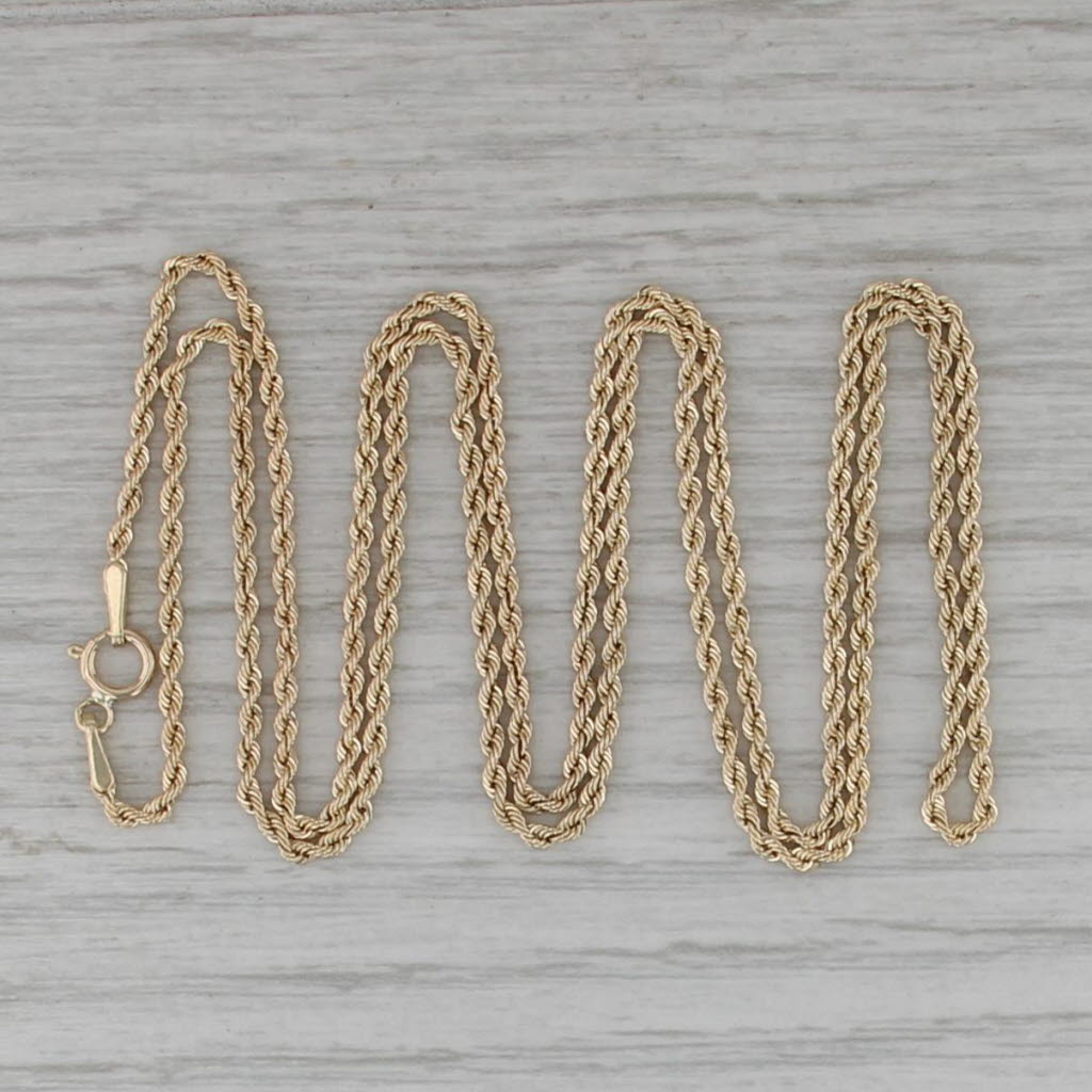24.25" 1.6mm Rope Chain Necklace 14k Yellow Gold Italy
