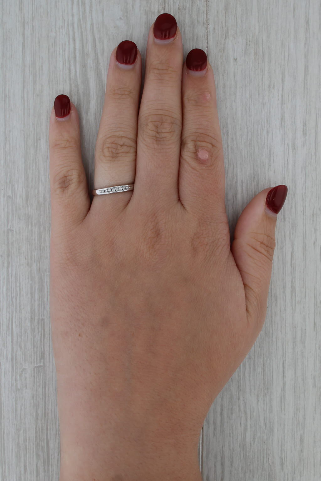 Diamond Wedding Band 10k White Gold Size 7.5 Stackable Ring
