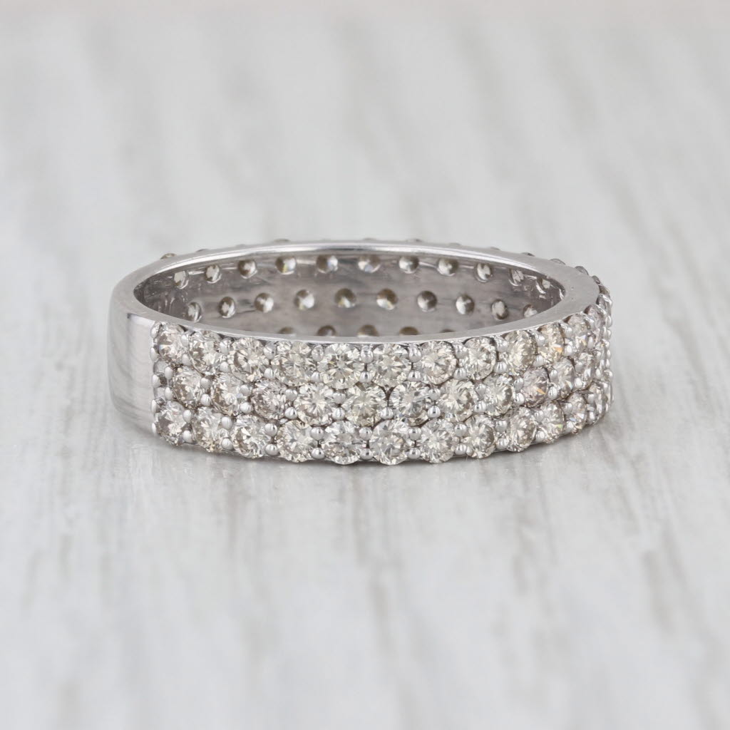 2.40ctw Pave Diamond Ring 10k White Gold Size 10 Band Anniversary Stackable