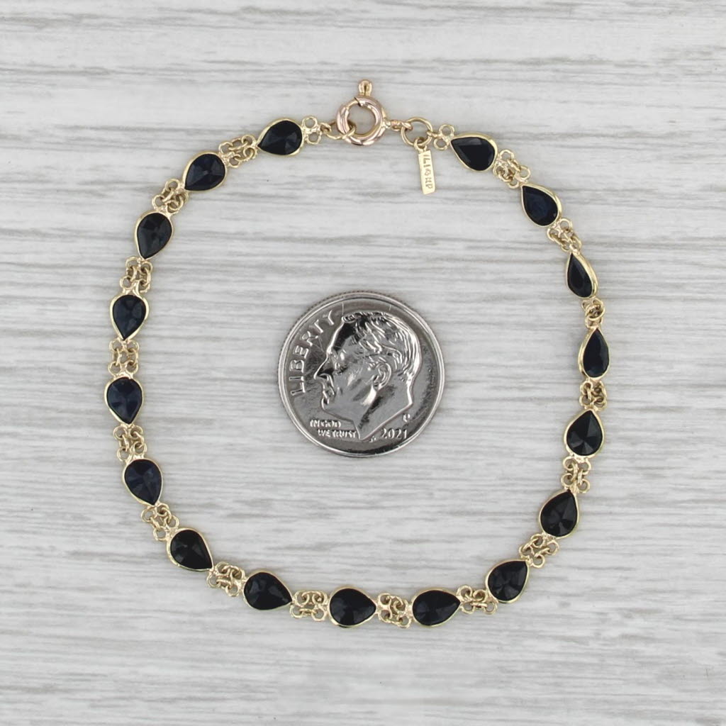 5.75ctw Blue Sapphire Tennis Bracelet 14k Yellow Gold 6.75"