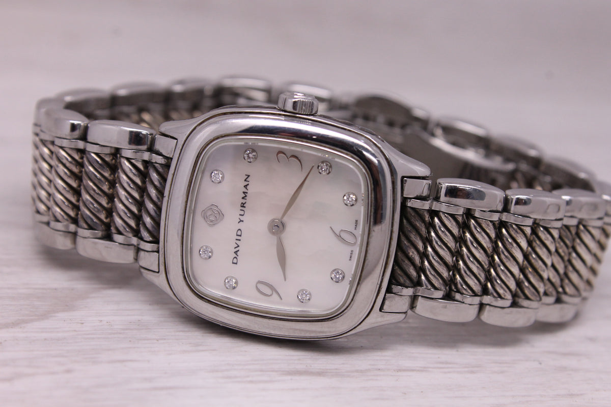 David Yurman Thoroughbred 25mm Steel Ladies Watch MOP Diamond Dial T304-XSST