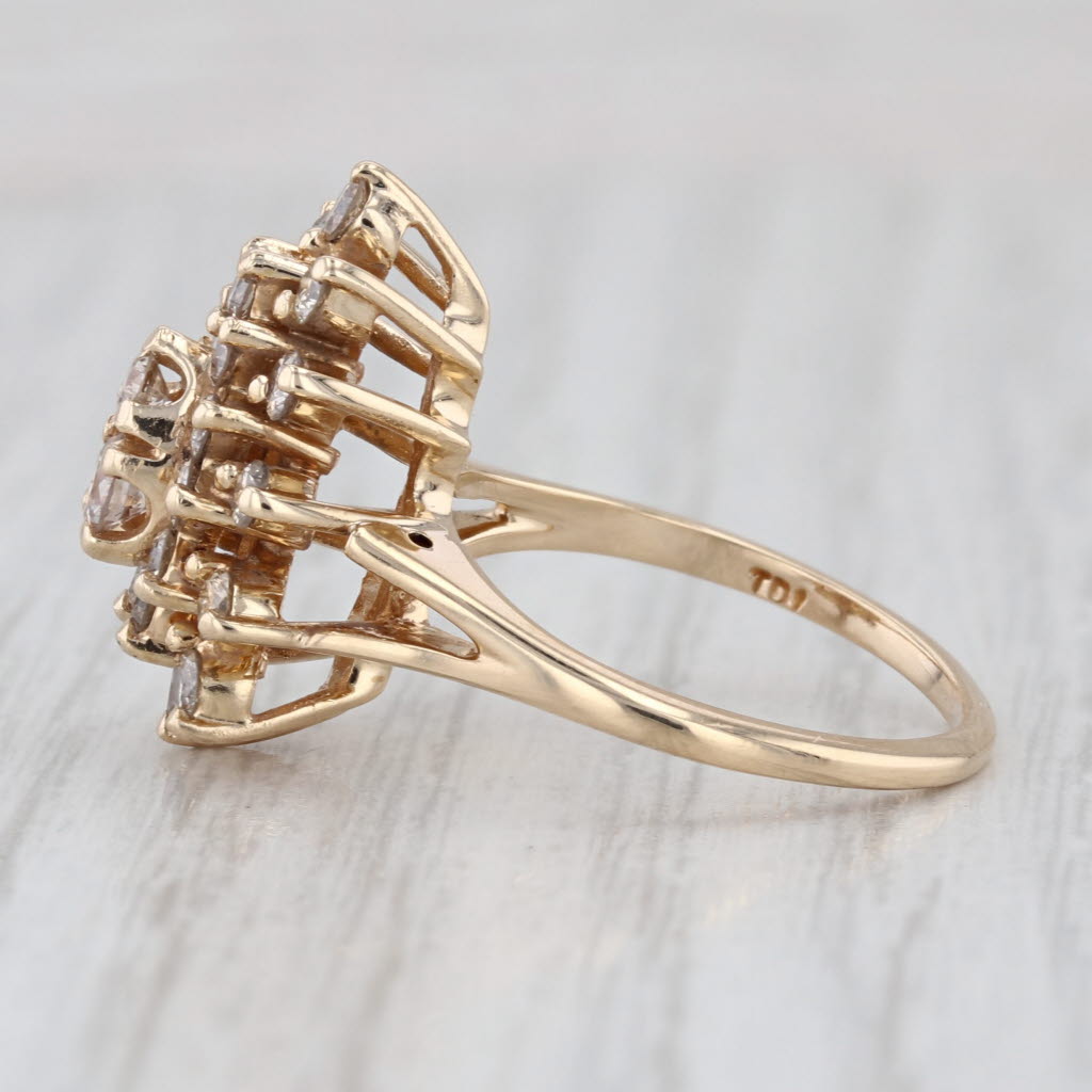 0.90ctw Diamond Cluster Halo Ring 14k Yellow Gold Size 6.5