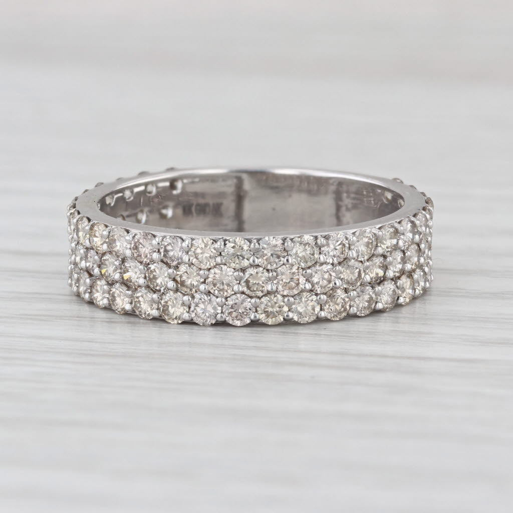 2.40ctw Pave Diamond Ring 10k White Gold Size 10 Band Anniversary Stackable