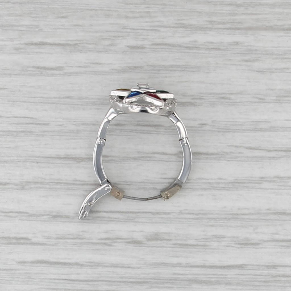 Masonic Order Eastern Star Signet Ring 14k White Gold Size 5 Arthritc Shank