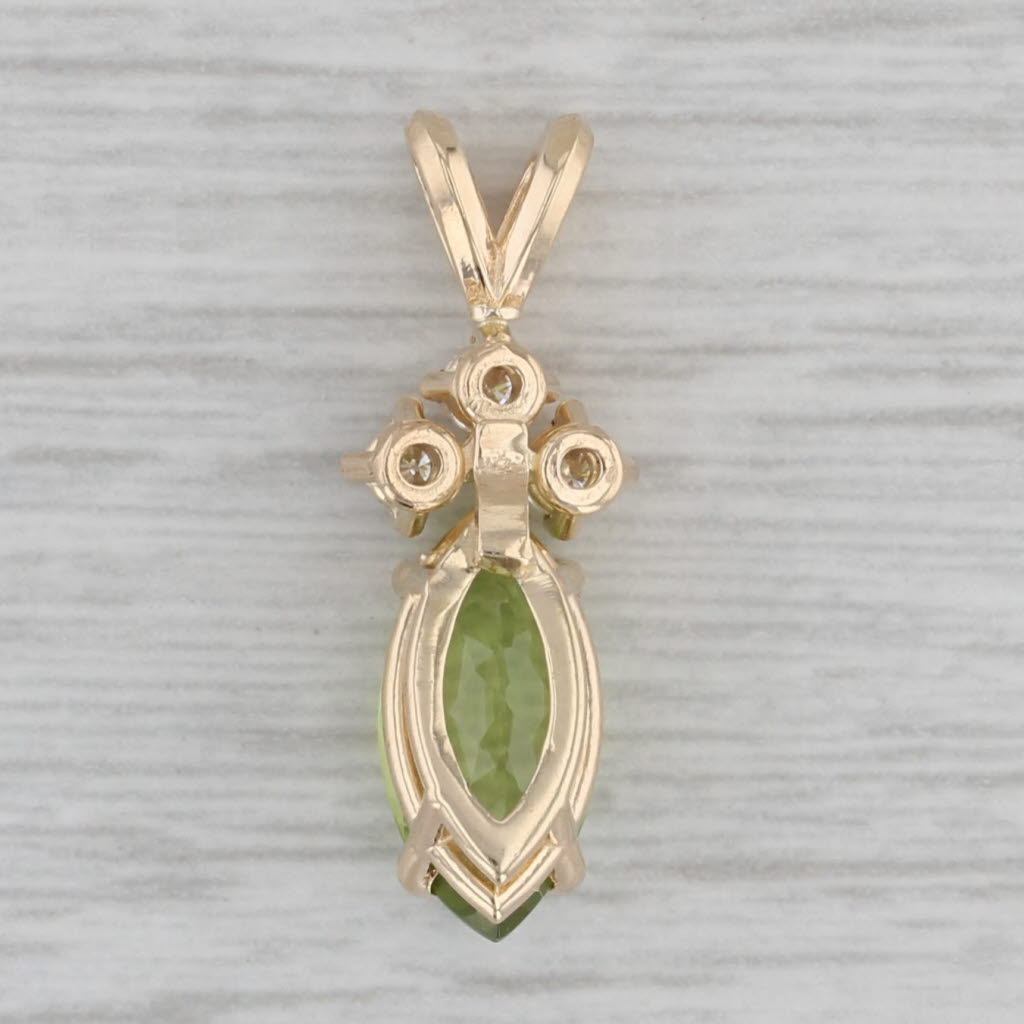 Gray 2.18ctw Marquise Peridot Diamond Pendant 14k Yellow Gold