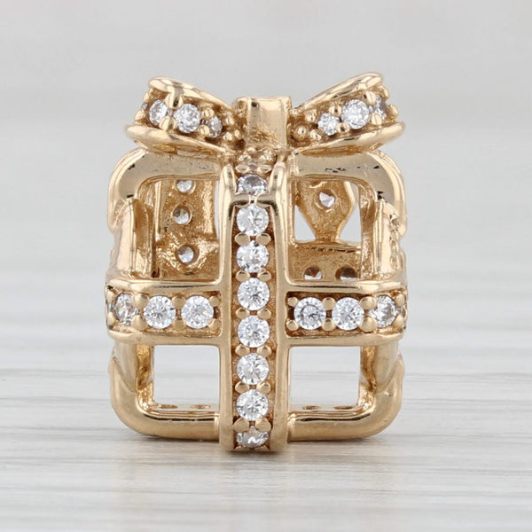 Authentic Pandora All Wrapped Up Charm 14k Gold Cubic Zirconia 750839CZ Retired