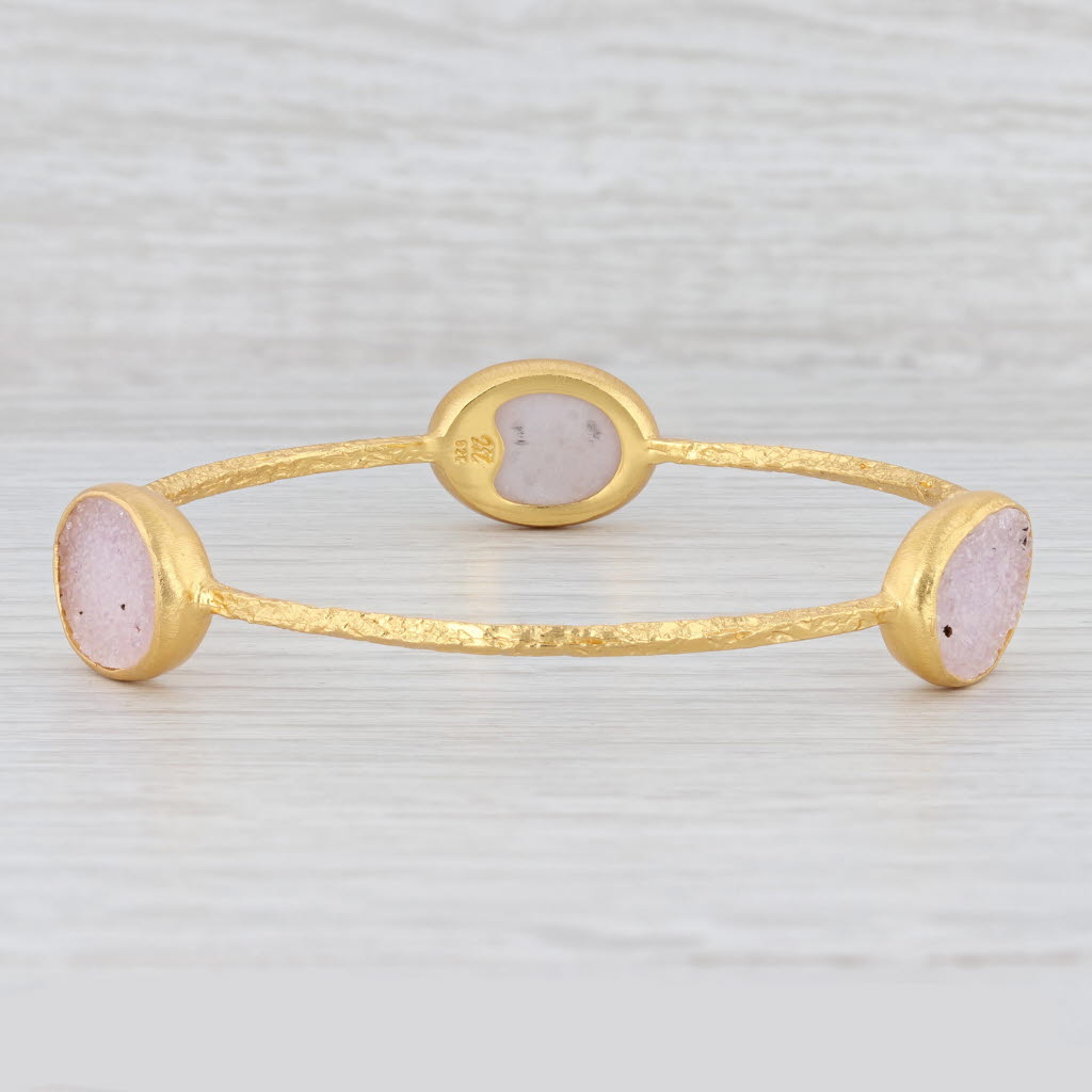 New Nina Nguyen Sand Druzy Quartz Bangle Bracelet Sterling Silver 22k Vermeil