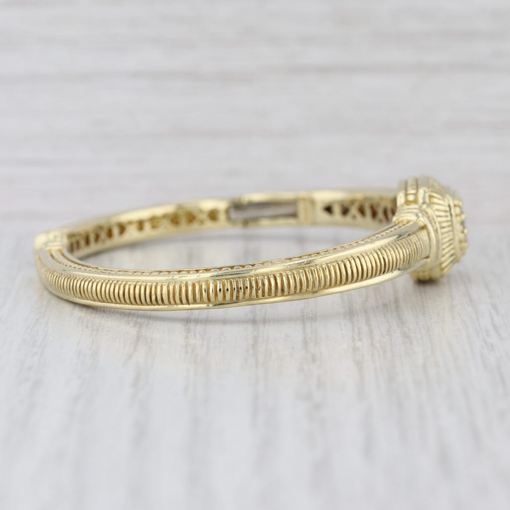 Judith Ripka 0.25ctw Pave Diamond Cuff Bracelet 18k Yellow Gold 6" Hinged