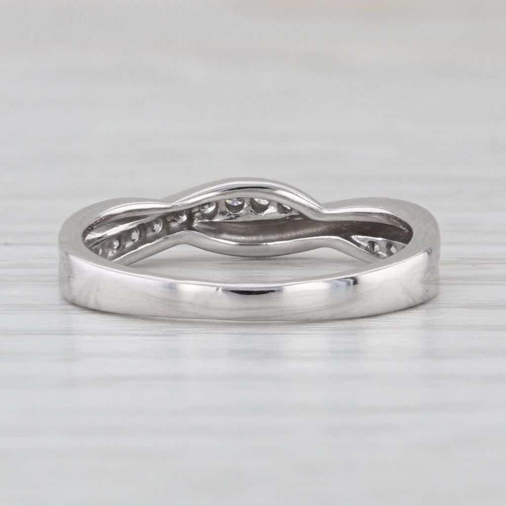 0.12ctw Diamond Woven Wedding Band 10k White Gold Size 5.75 Stackable Ring