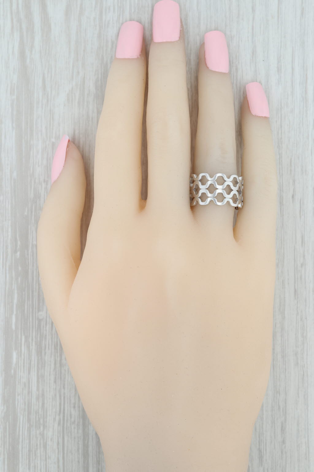 New Bastian Inverun Cut Out Ring Sterling Silver 12862 Statement Band Size 8.5
