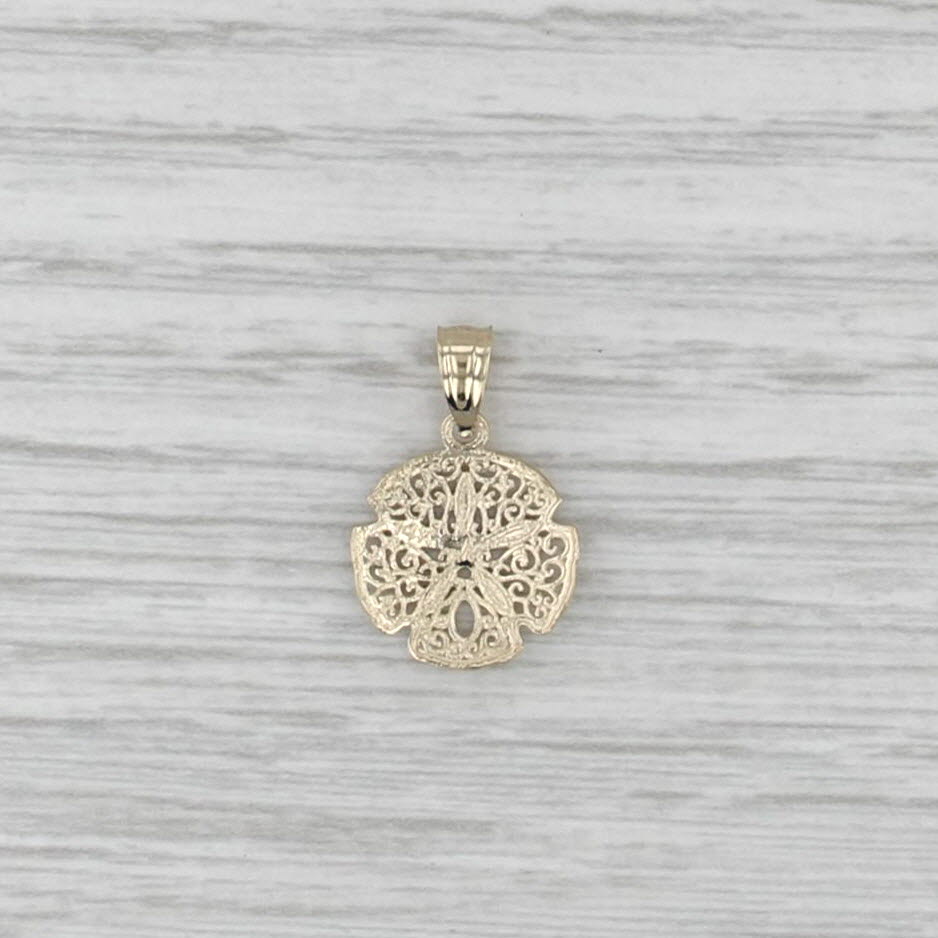 Small Sand Dollar Pendant 14k Yellow Gold Charm Nautical Bead Themed Jewelry