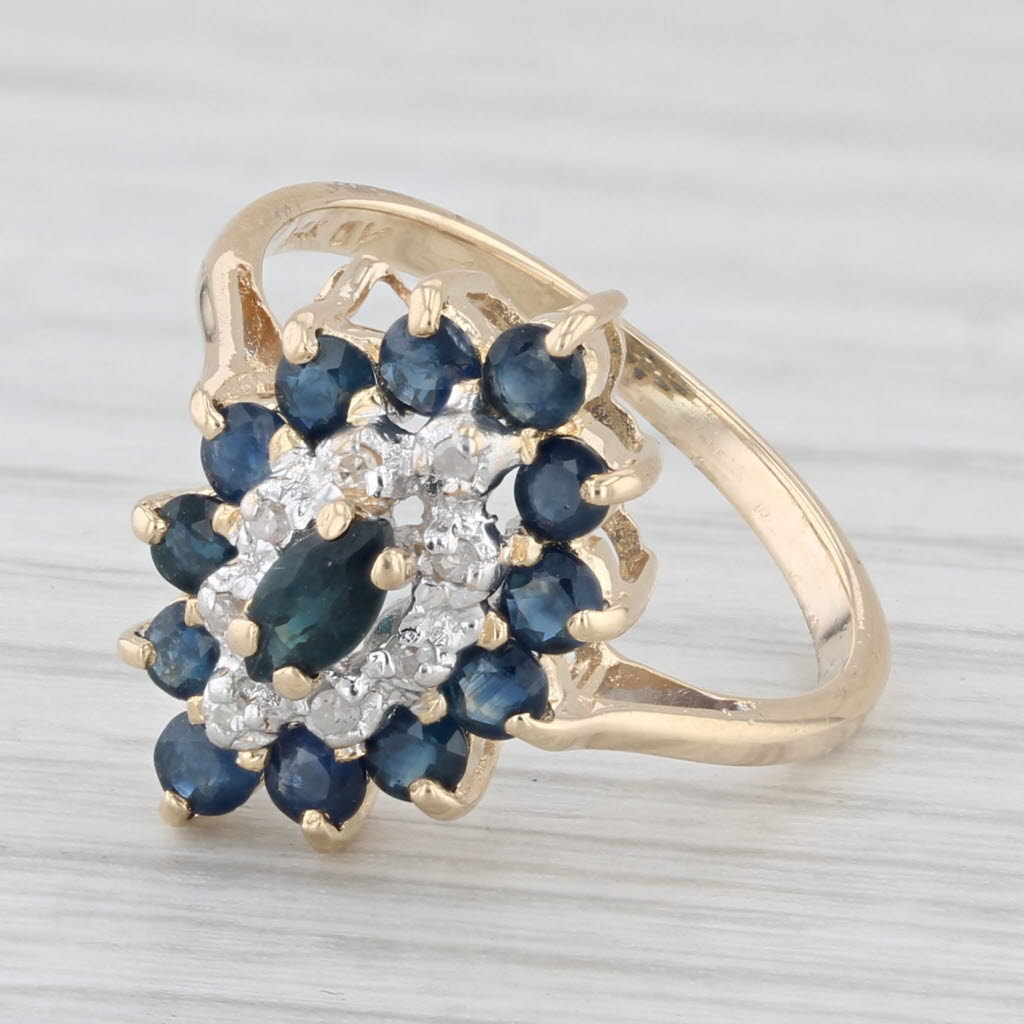 Light Gray 1cw Blue Sapphire Ring 14k Yellow Gold Size 5.25 Diamond Accents