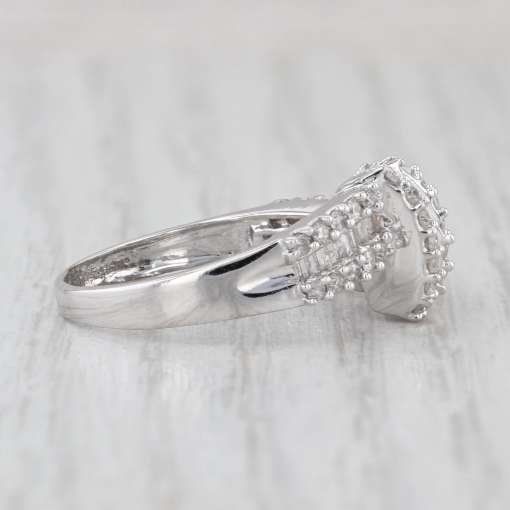 0.97ctw Diamond Knot Ring 10k White Gold Size 8.25