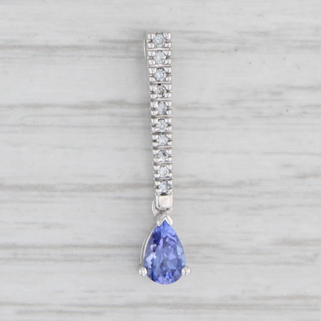 Light Gray 0.54ctw Tanzanite Teardrop Diamond Journey Pendant 14k White Gold