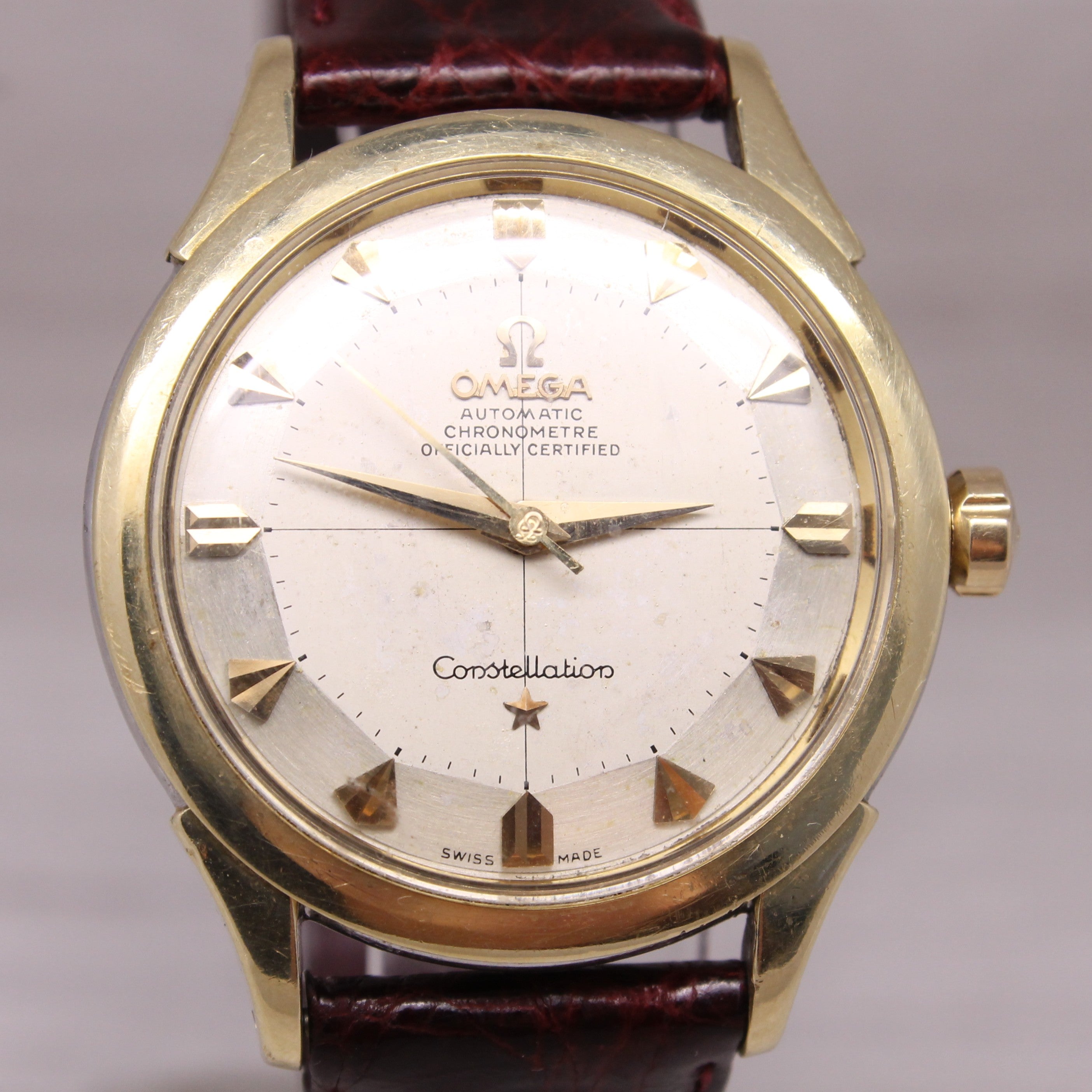 Vintage c.1958 Omega Constellation Arrowhead 35mm Gold Cap Watch ref.2852 c.500