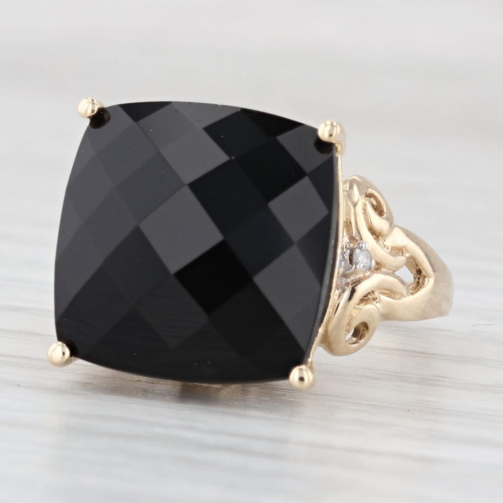 12.03ct Obsidian Diamond Ring 10k Yellow Gold Size 7 Cocktail
