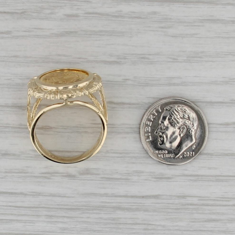 1989 Authentic Chinese Panda Coin Ring 1/20 Fine Gold 14k 5 Yuan Size 7