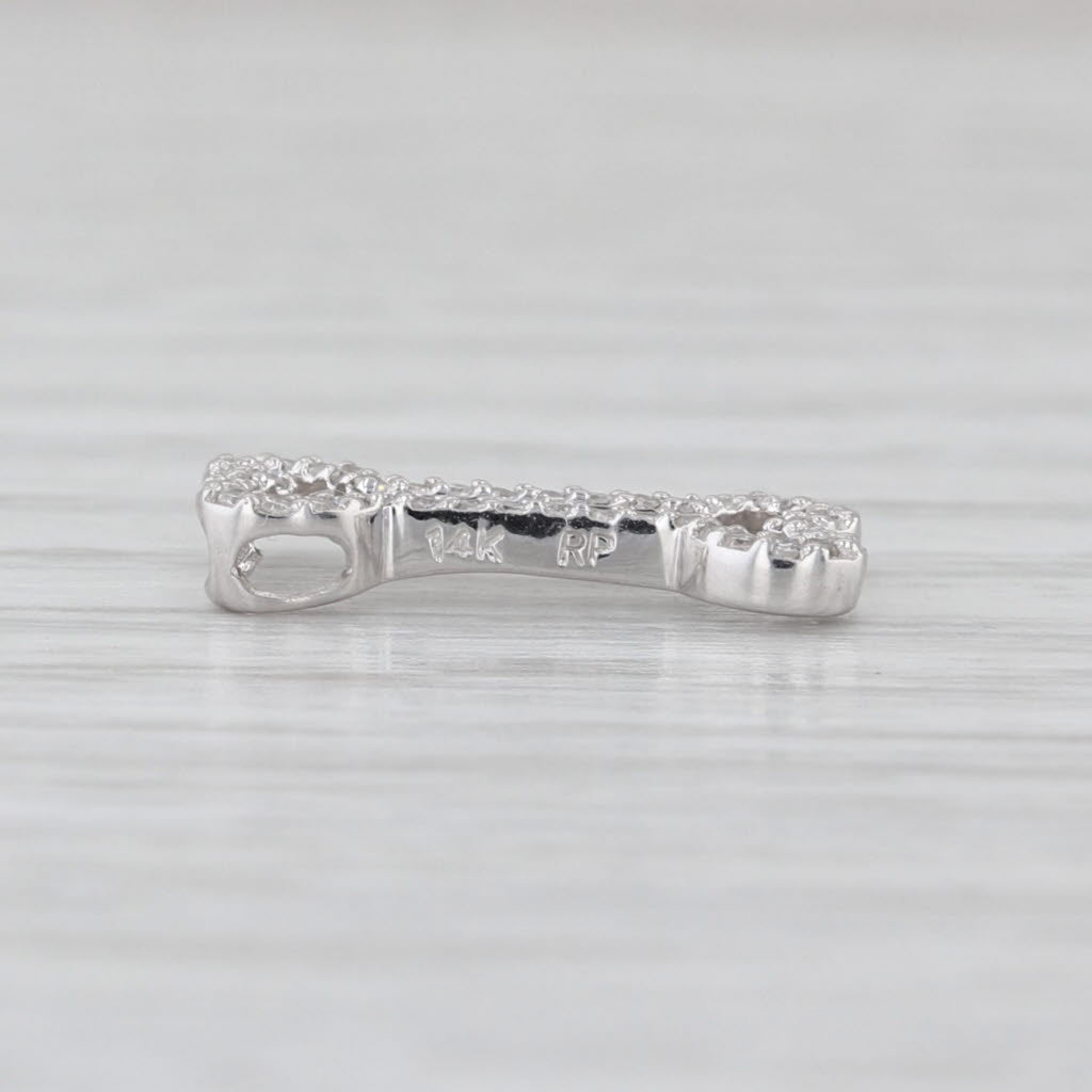 Diamond Dog Bone Pendant 14k White Gold Small Floating Drop