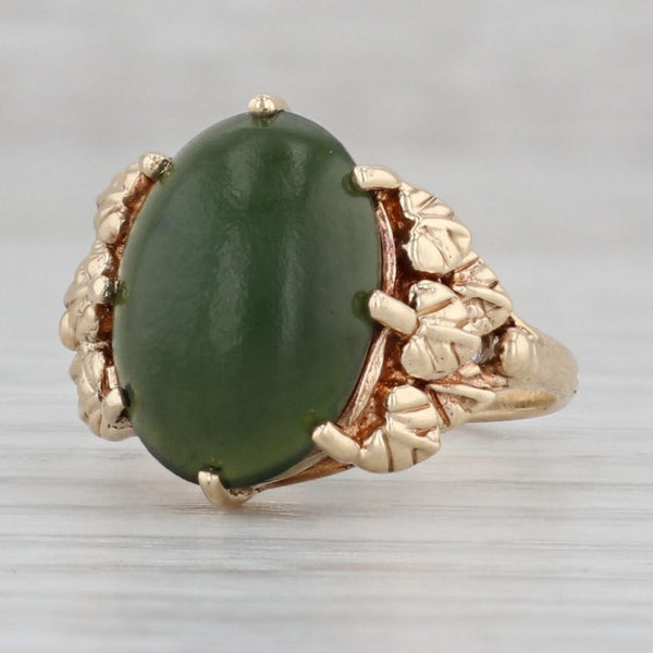 10kt yellow gold nephrite and spinel foliage deals ring