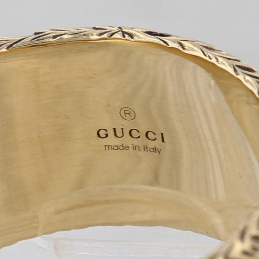 Gucci Arabesque Ring 18k Yellow Gold Ornate Floral Band