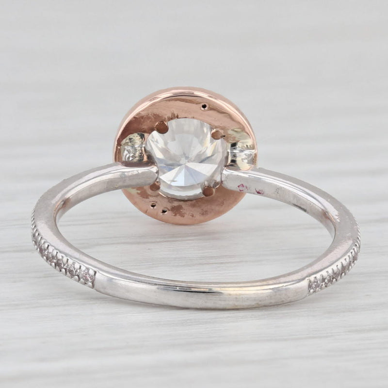 0.85ctw Round Diamond Halo Engagement Ring 18k White Rose Gold Size 6.5