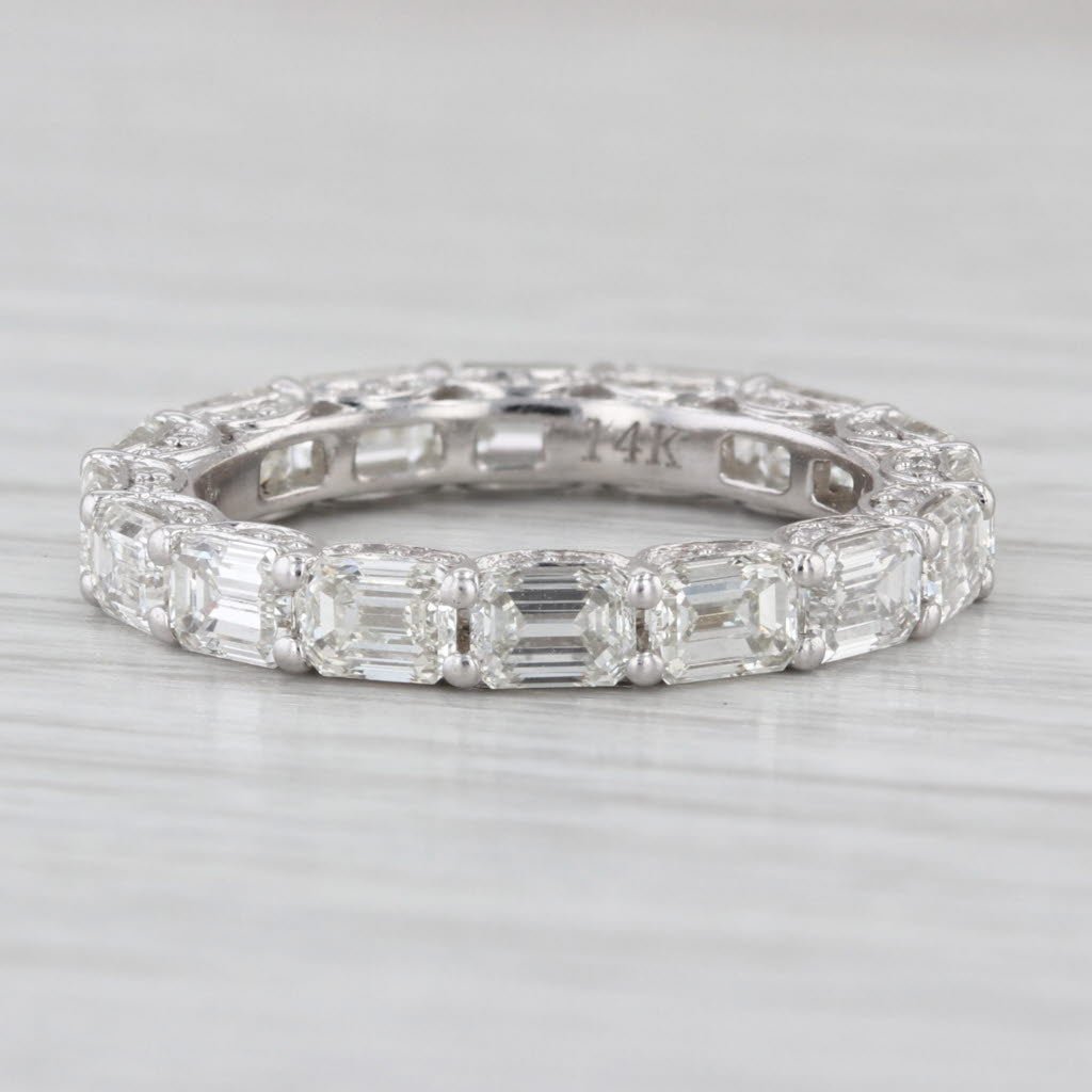 3.52ctw Emerald Cut Eternity Wedding Anniversary Band 14k White Gold Sz 6.5 Ring
