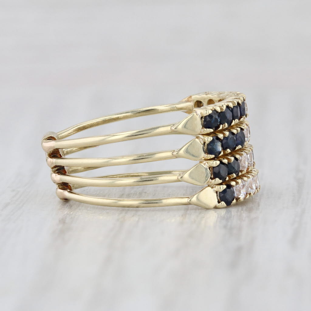 Blue Sapphire Cubic Zirconia Heram Ring 14k Gold Size 6.75 Stackable 4 Bands