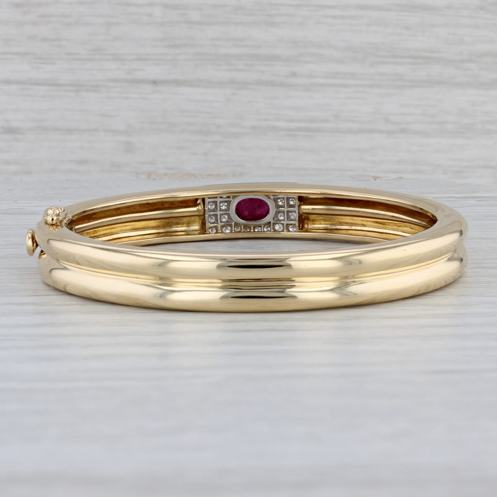 Gray Ruby Diamond Bangle Bracelet 18k Yellow Gold Platinum 6.25" 8.7mm