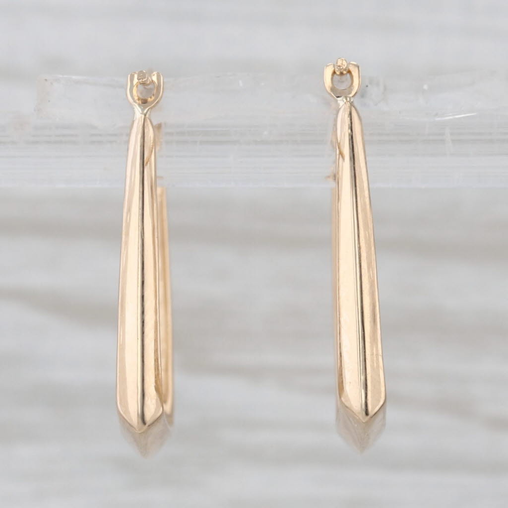 Beveled Hoop Earrings 14k Yellow Gold Snap Top Hoops