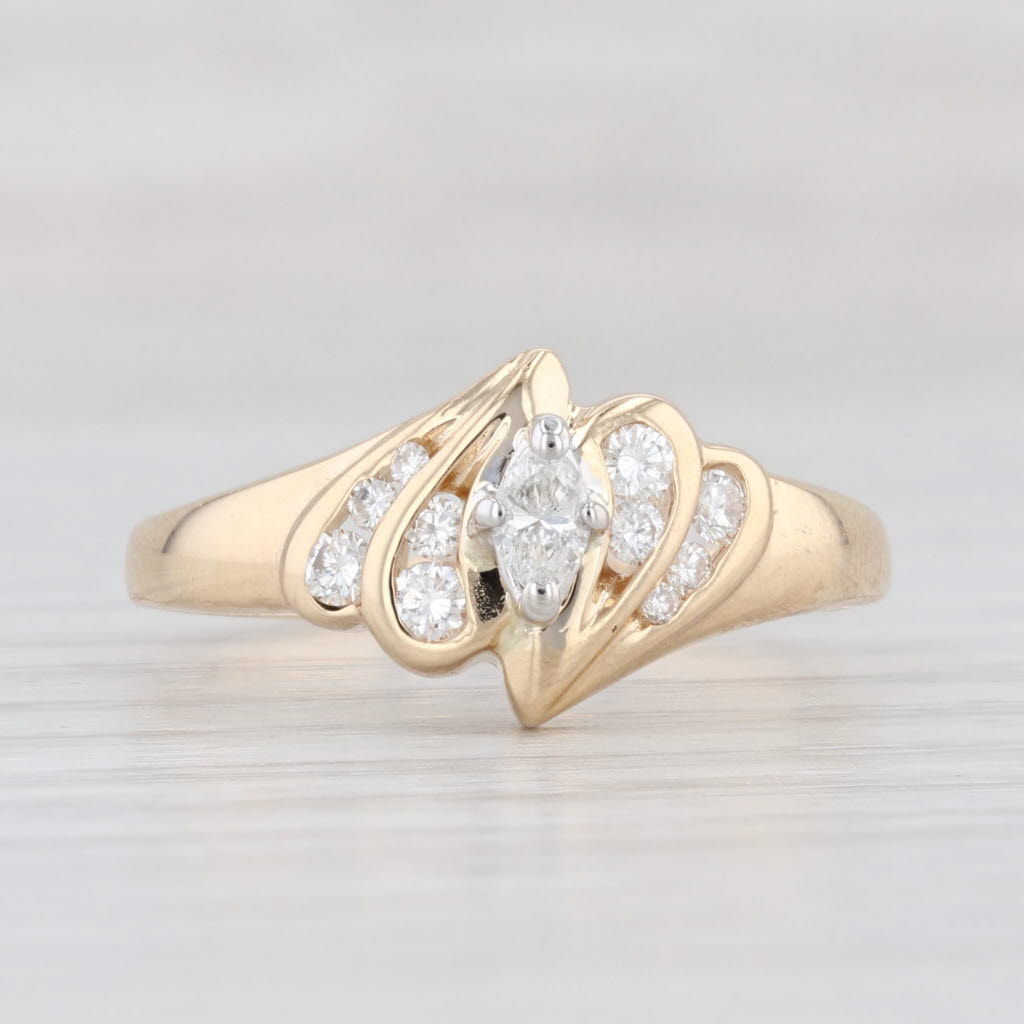 Light Gray 0.32ctw Diamond Marquise Engagement Ring 14k Yellow Gold Size 9