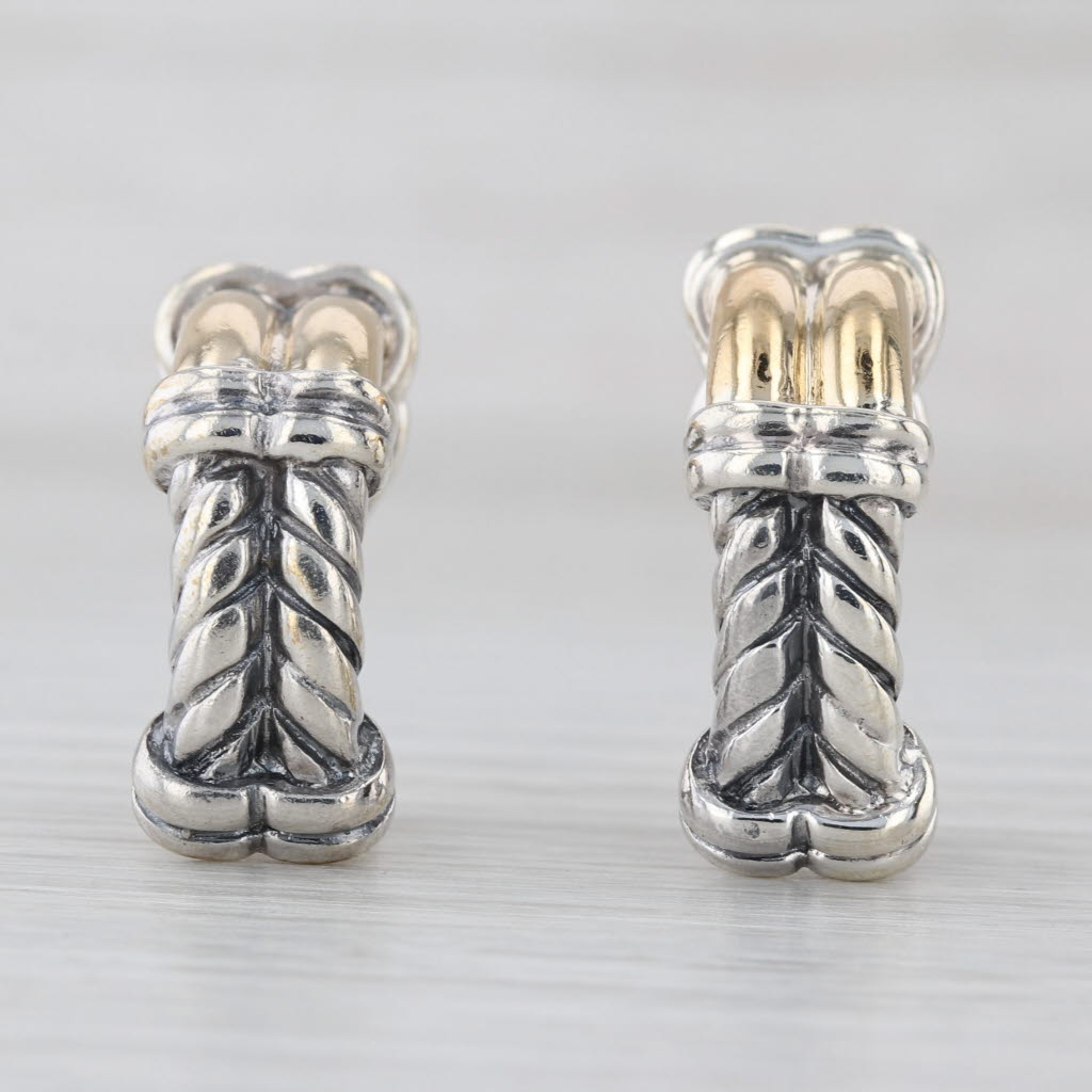 Jonah Grossbardt Drop Earrings Sterling Silver 18k Gold Omega Backs